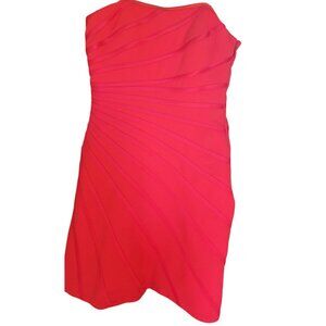 Halston Crepe Sunray Strapless Dress